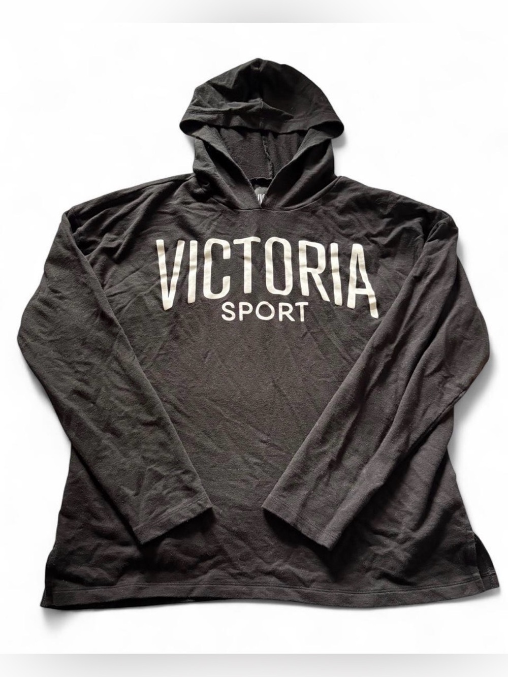 Victoria Sport Black Hooded Long Sleeve Lightweight Hoodie